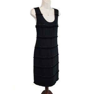 Magaschoni silk dress beading fringe black 12